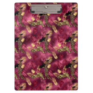 Burgundy and Gold Leopard Series Design 10 Clipboard