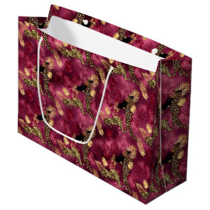 Burgundy and Gold Leopard Series Design 10 Large Gift Bag