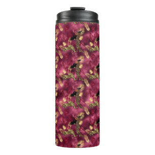 Burgundy and Gold Leopard Series Design 10 Thermal Tumbler