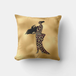 Burgundy and Gold Leopard Series Design 17 Cushion