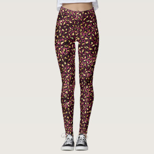 Burgundy and Gold Leopard Series Design 1 Leggings