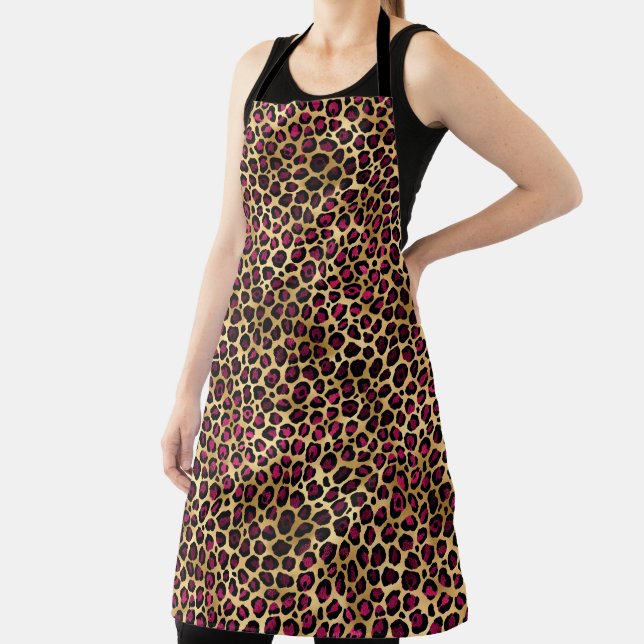 Burgundy and Gold Leopard Series Design 2  Apron (Insitu)