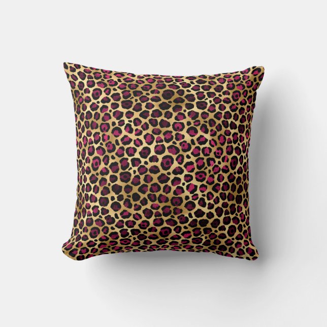 Burgundy and Gold Leopard Series Design 2 Cushion (Front)