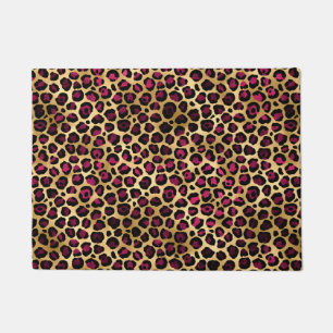 Burgundy and Gold Leopard Series Design 2 Doormat