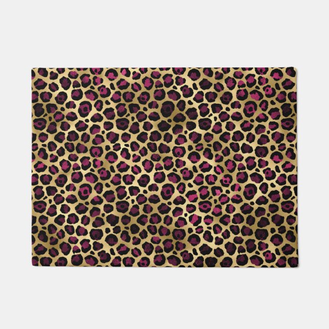 Burgundy and Gold Leopard Series Design 2 Doormat (Front)