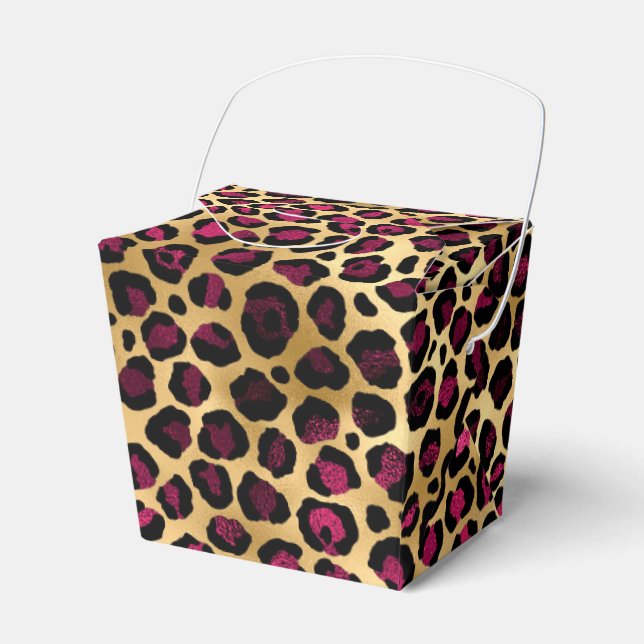 Burgundy and Gold Leopard Series Design 2 Favour Box (Front Side)