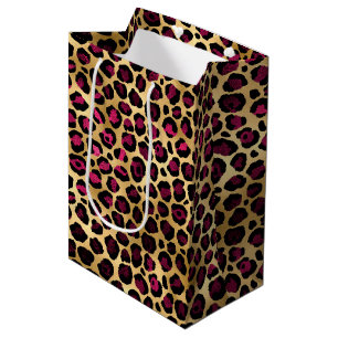 Burgundy and Gold Leopard Series Design 2 Medium Gift Bag