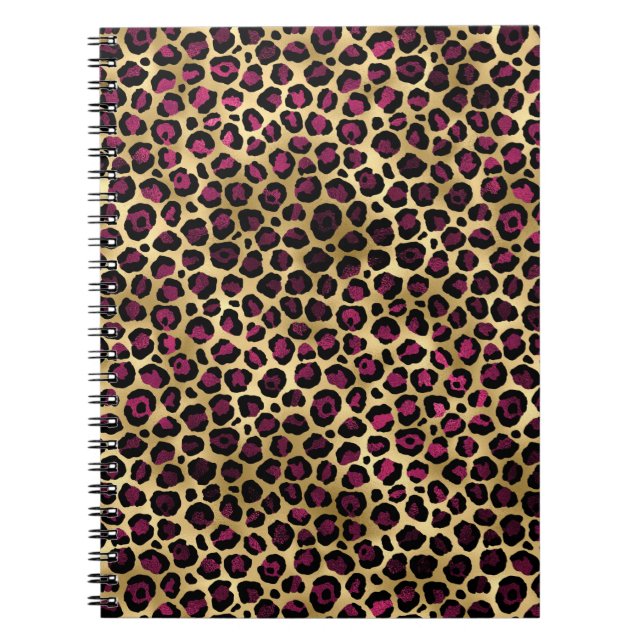 Burgundy and Gold Leopard Series Design 2 Notebook (Front)