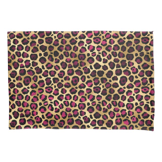 Burgundy and Gold Leopard Series Design 2 Pillowcase (Front)