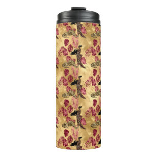 Burgundy and Gold Leopard Series Design 4 Thermal Tumbler