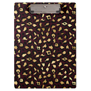 Burgundy and Gold Leopard Series Design 8 Clipboard