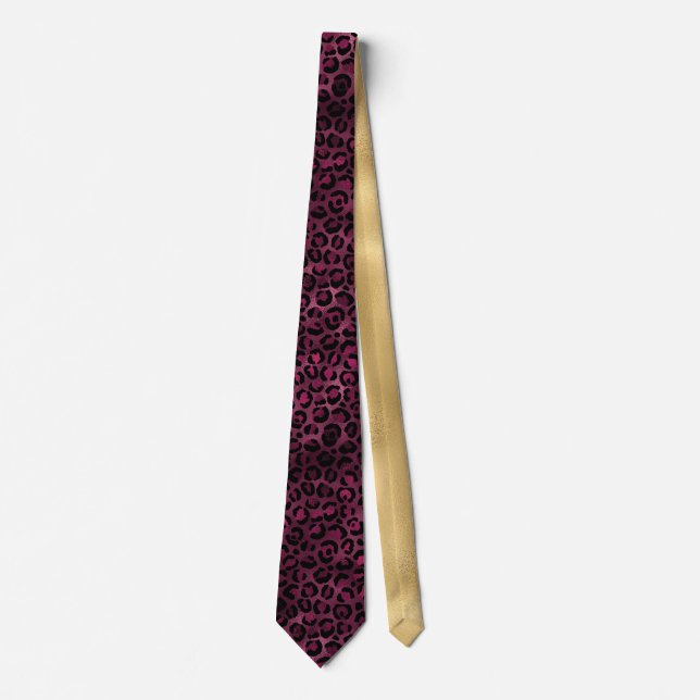 Burgundy and Gold Leopard Series Design 9 Tie (Front)