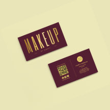 Burgundy And Gold Makeup Artist QR Code & Logo 