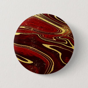 Burgundy and Gold Marble 6 Cm Round Badge