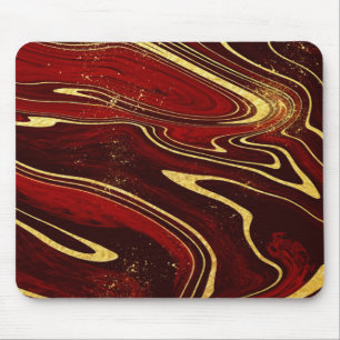 Burgundy and Gold Marble Mouse Pad