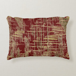 Burgundy and Gold Modern Art Decorative Cushion