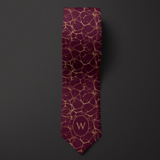 Burgundy and Gold Neural Network Pattern Tie (Creator Uploaded)