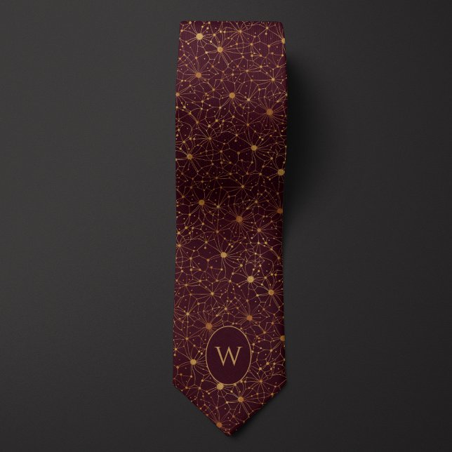 Burgundy and Gold Neuron Network Tie (Creator Uploaded)