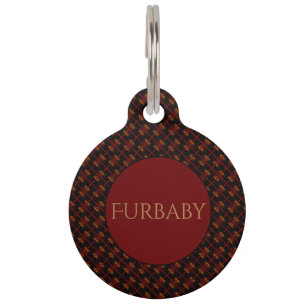 Burgundy and Gold Patterned Pet Tag