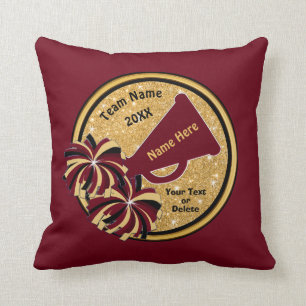 Burgundy and Gold Personalised Cheer Gifts Cushion