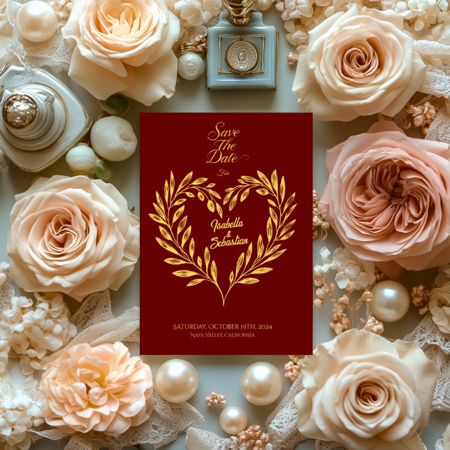 Burgundy and Gold Save the Date Invitation (Creator Uploaded)