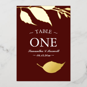 Burgundy and Gold Table Number Wedding Decor