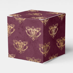 Burgundy and Gold Vintage Dragon Favour Box