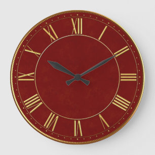 Burgundy and Gold Vintage Roman Numeral Large Clock