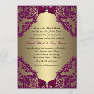 Burgundy and Gold Wedding Invitation