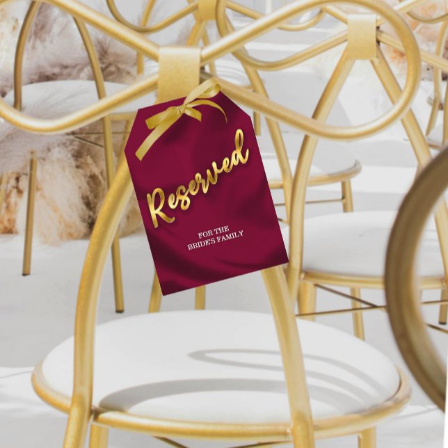 Burgundy and Gold Wedding Reserved Seat Large Tag (Creator Uploaded)