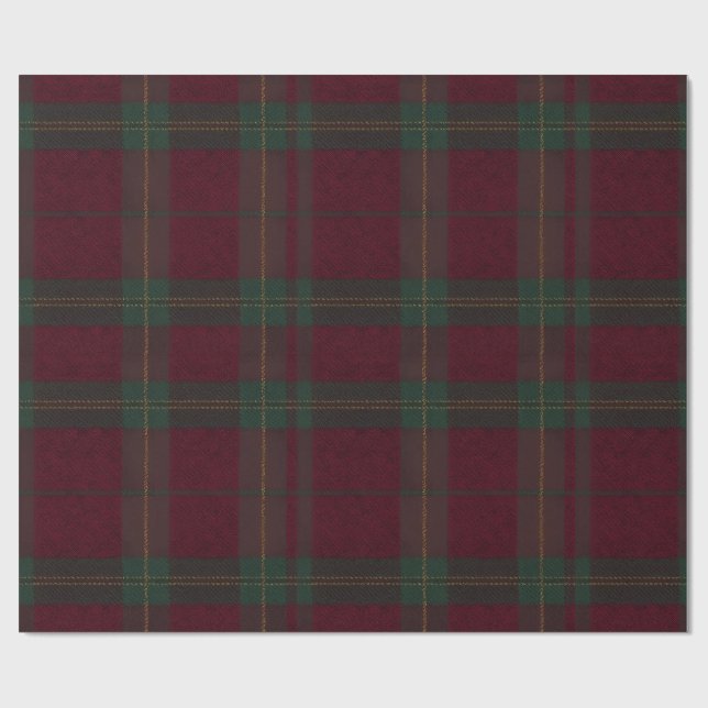 Burgundy and Green Plaid Tartan Gift Wrap (Flat)