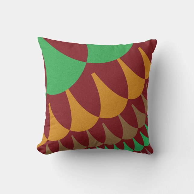 Burgundy and Green Scales Cushion (Front)