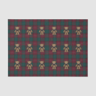 Burgundy and Green Teddy Tartan Tissue Paper