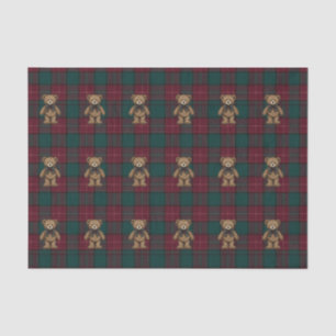 Burgundy and Green Teddy Tartan Tissue Paper