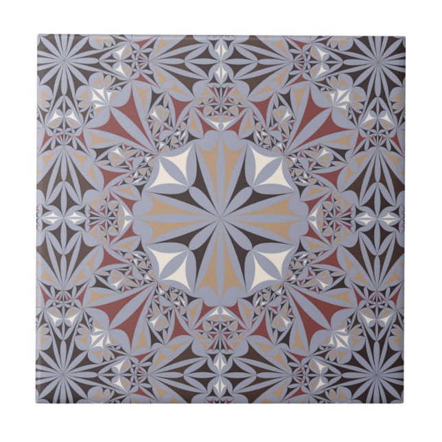 Burgundy and Grey Elegant Pattern Ceramic Tile (Front)