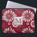 Burgundy and Grey Floral Monogram Laptop Sleeve<br><div class="desc">Modern,  decorative burgundy and grey floral pattern.</div>