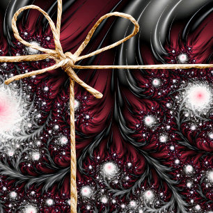 Burgundy and Grey Fractals Mesmerising Cool Trippy Wrapping Paper