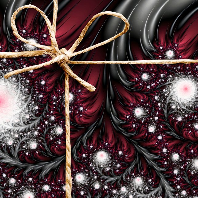 Burgundy and Grey Fractals Mesmerising Cool Trippy Wrapping Paper (Creator Uploaded)