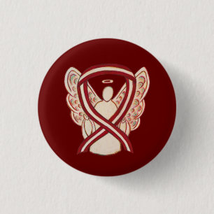 Burgundy and Ivory Awareness Ribbon Angel Pins