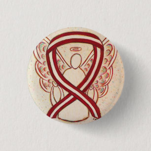 Burgundy and Ivory Awareness Ribbon Angel Pins