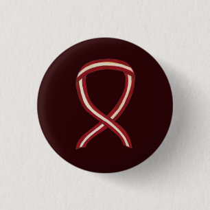 Burgundy and Ivory Awareness Ribbon Pin Buttons