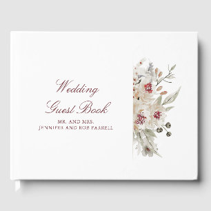 Burgundy and Ivory Floral Wedding Guest Book
