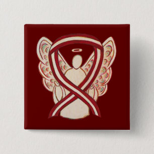 Burgundy and Ivory Ribbon Awareness Angel Pin