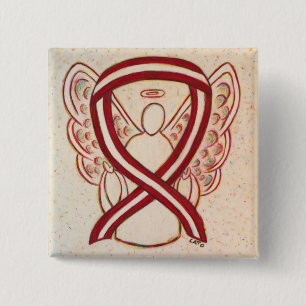 Burgundy and Ivory Ribbon Awareness Angel Pin