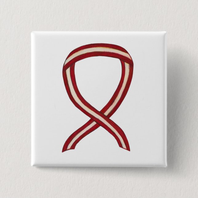 Burgundy and Ivory Ribbon Awareness Custom Pin (Front)