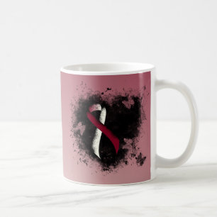 Burgundy and Ivory Ribbon Grunge Heart Coffee Mug