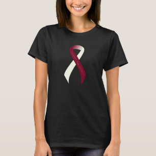 Burgundy and Ivory Ribbon Support Awareness T-Shirt
