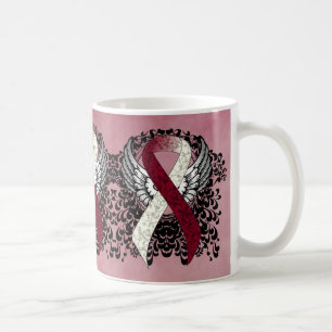 Burgundy and Ivory Ribbon with Wings Coffee Mug