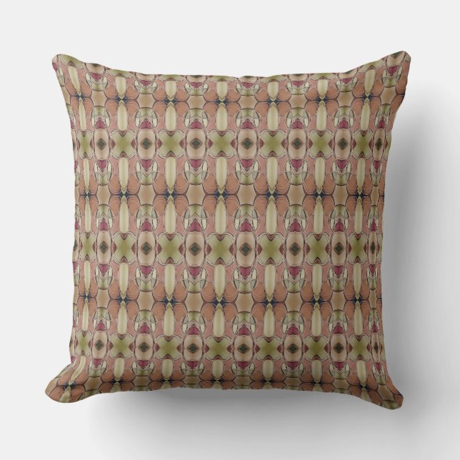 Burgundy and Lime Green Patterned Designed Cushion (Front)