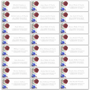 Burgundy and Navy Blue Guest Name Address Labels